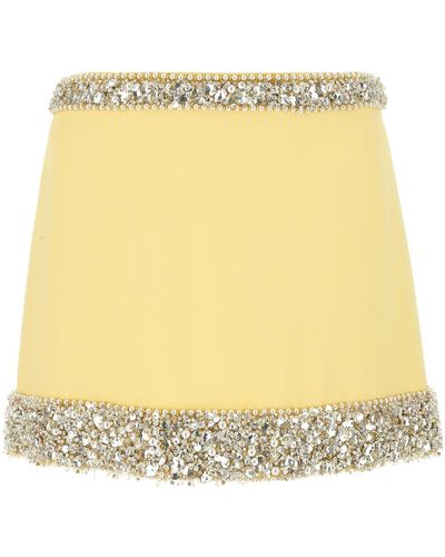 Miu Miu Pastel Crepe Mini Skirt - Yellow