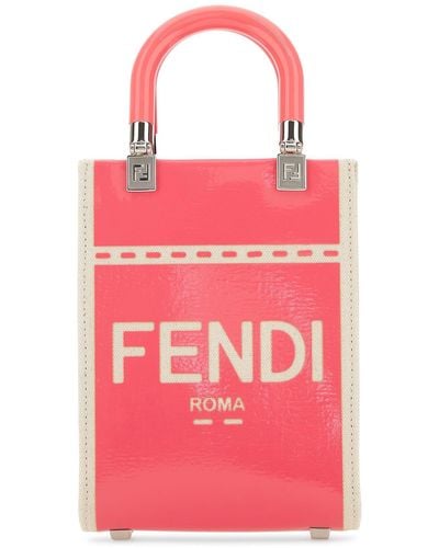 Fendi Sunshine Mini Bag In Canvas And Patent Leather - Pink