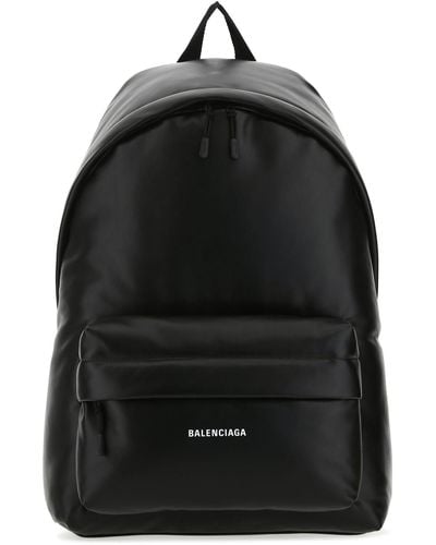 Balenciaga Leather Puffy Backpack - Black