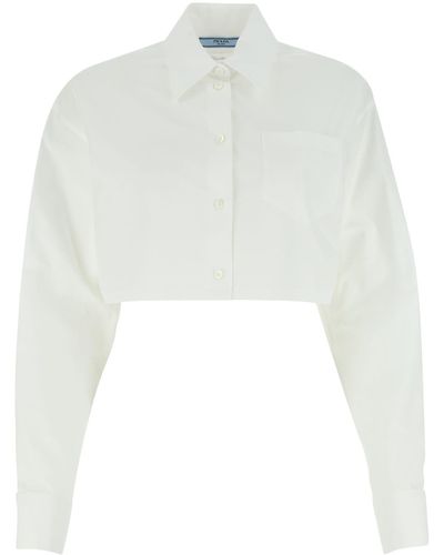 Prada Poplin Cropped Shirt - White