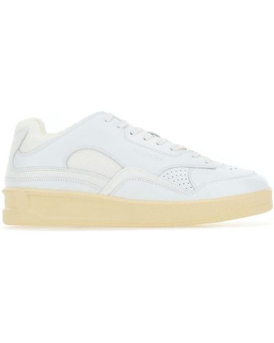 Jil Sander White Leather And Fabric Sneakers