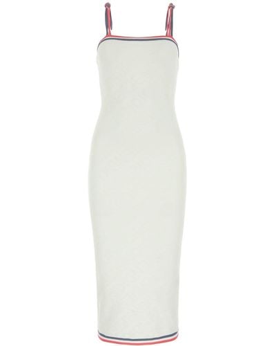 Fendi Ivory Viscose Blend Dress - White