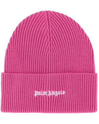 Palm Angels Women Classic Logo Ribbed Beanie - Pink