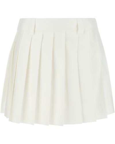 Miu Miu Pleated A-line Mini Skirt - White