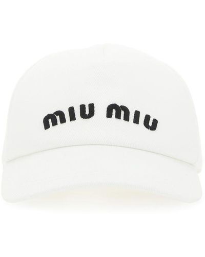 Miu Miu White Baseball Cap With Logo