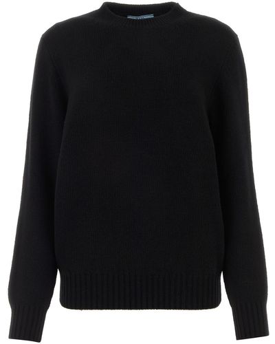 Prada Round-neck Long-sleeve Sweater - Black