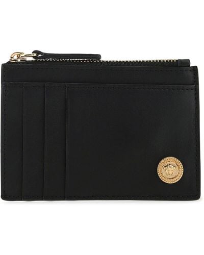 Versace Medusa Zipped Leather Card Holder - Black