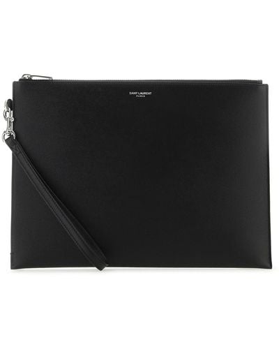 Saint Laurent Leather Tablet Holder - Black