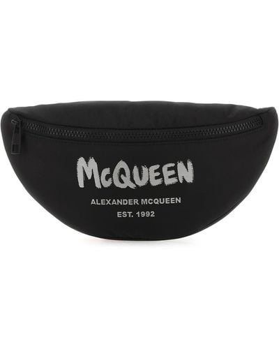 Alexander McQueen Borsa a marsupio con stampa logo - nero