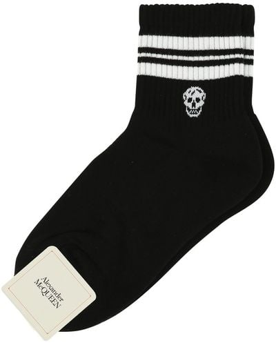 Alexander McQueen Black Stretch Cotton Blend Socks