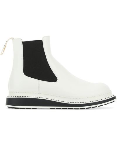 Loewe Leather Ankle Boots - White