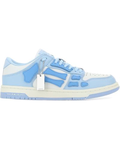 Amiri Two-tone Leather Skel Trainers - Blue