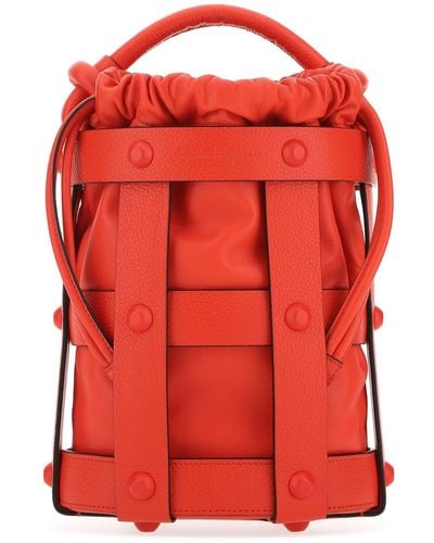 Ferragamo Leather Cage Bucket Bag - Red