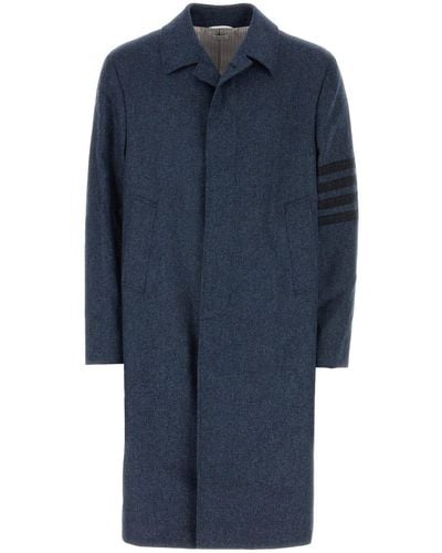 Thom Browne Blue Wool Coat