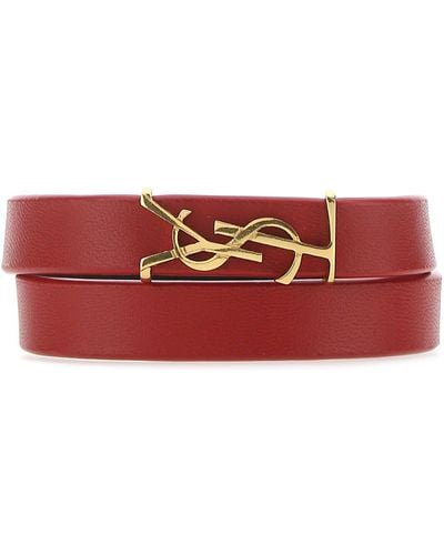 Saint Laurent Nappa Leather Bracelet - Red