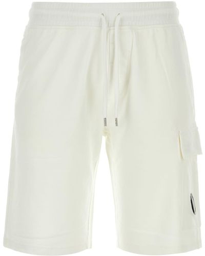 C.P. Company Light Fleece Utility Shorts - White