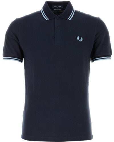 Fred Perry Slim Fit Twin Tipped Polo Navy, Soft & Twilight S - Blue