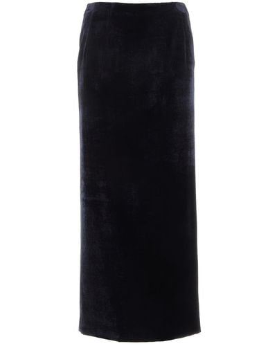 Fendi Dark Blue Velvet Skirt - Black