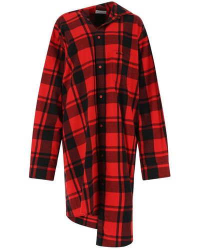 Balenciaga Embroidered Flannel Oversize Dress