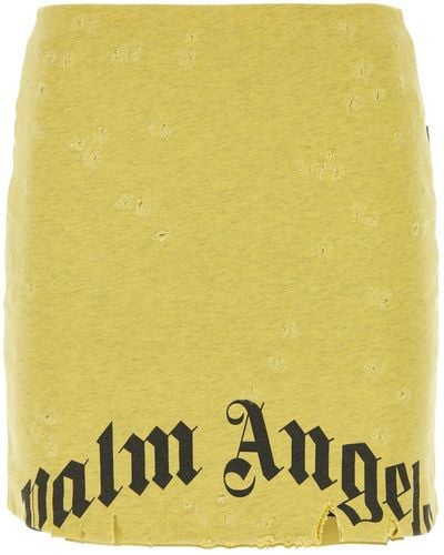 Palm Angels Melange Yellow Cotton Mini Skirt