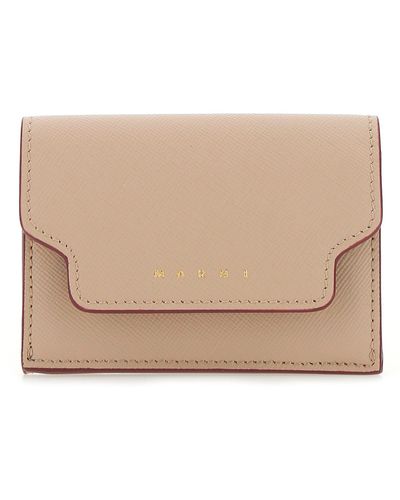 Marni Cappuccino Leather Wallet Nd - Multicolor