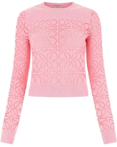 Loewe Anagram Devore Sweater - Pink