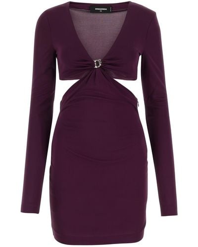 DSquared² Plum Viscose Mini Dress - Purple