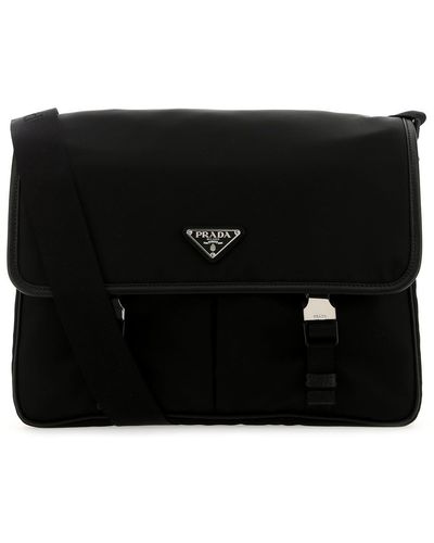 Prada Re-nylon Foldover Top Messenger Bag - Black