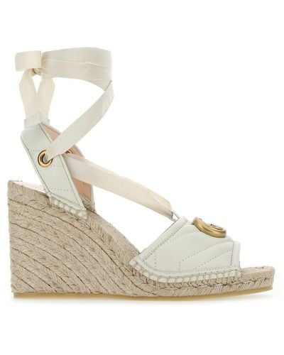 Gucci Chalk Leather Wedges - White