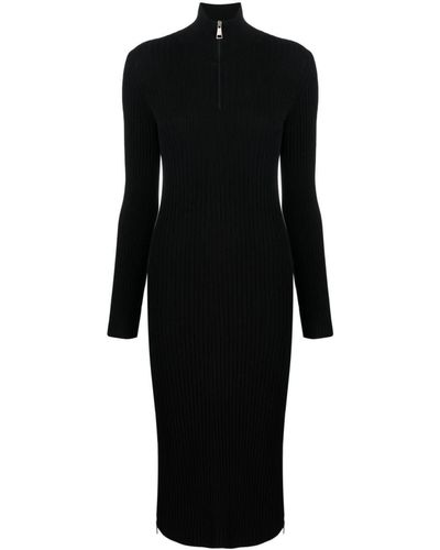 Moncler Zip-up Crêpe Midi Dress - Black