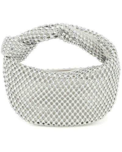 Bottega Veneta Borsa mini Jodie argento in mesh con motivo - Bianco