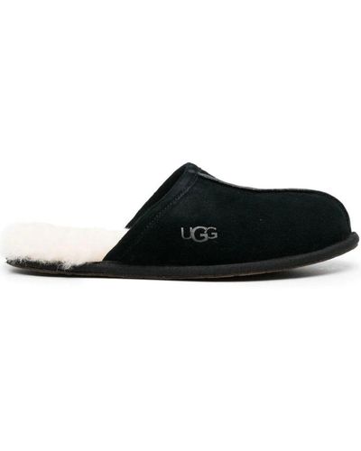 UGG Slippers nere scuff con pelliccia bianca - Nero
