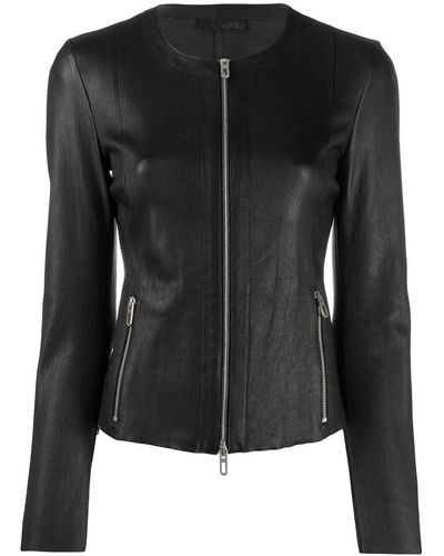 DROMe Black Fitted Leather Jacket With Zipper