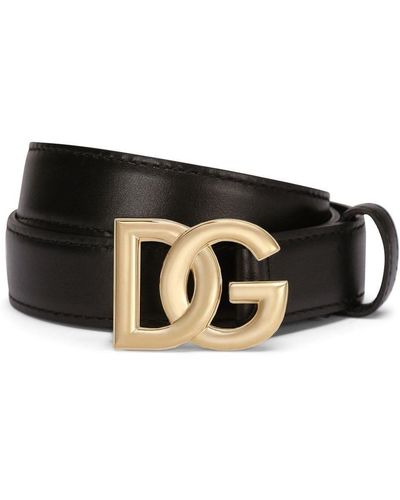 Dolce & Gabbana Logo-plaque Buckle-fastening Belt - Black