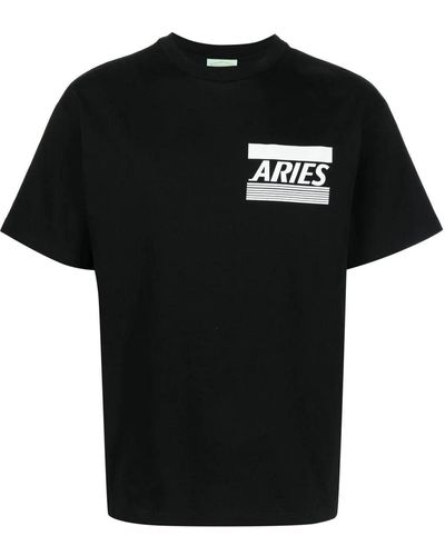 Aries Black T-shirt With Logo Print