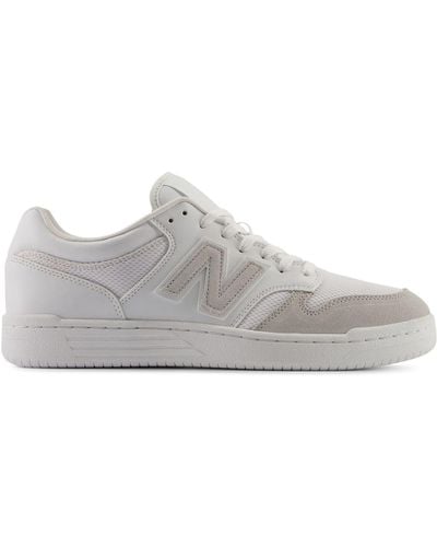 New Balance 480 Leather Mesh Lace Up Trainers - Grey