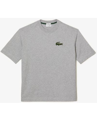 Lacoste Loose Fit Large Crocodile Organic T-shirt - Grey