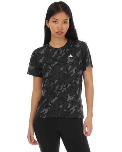 adidas Own The Run All Over Print T-shirt - Black