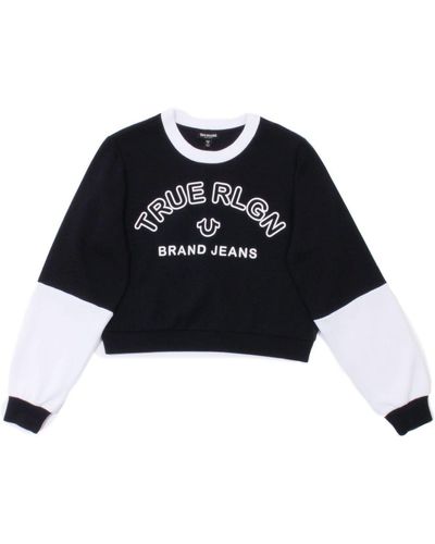 True Religion Colour Block Crop Sweatshirt - Black