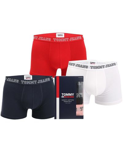 Tommy Hilfiger 3 Pack Logo Waistband Trunks - Red