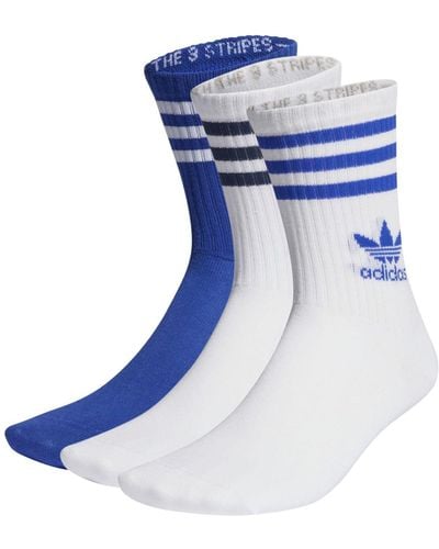 adidas Originals 3 Pack Of Mid Cut Crew Socks - Blue