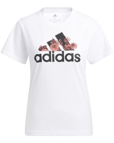 adidas Superher Fdloral Graphic Logo T-shirt - White