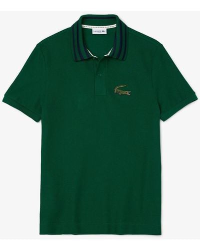 Lacoste Slim Fit Crocodile Embroidery Pique Polo Shirt - Green