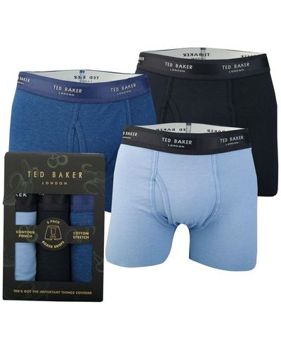 Ted Baker Three Pack Cotton Fashion Boxer Brief - Blue