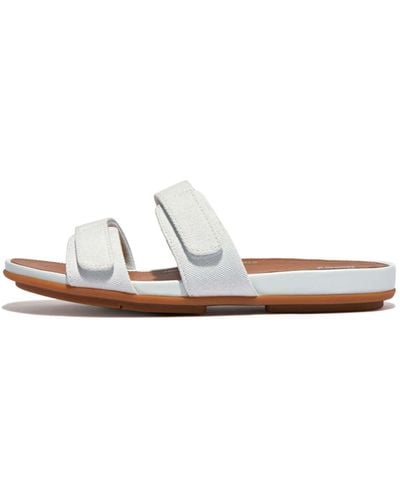 Fitflop Gracie Adjustable Canvas Slide Sandals - White
