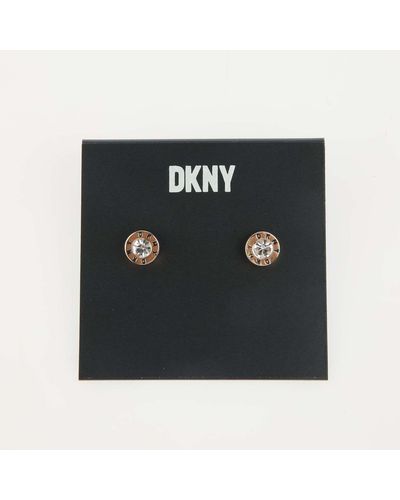 DKNY Logo Stone Stud Earrings - Black