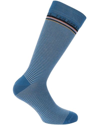 Ted Baker Finestr Fine Striped Sock - Blue