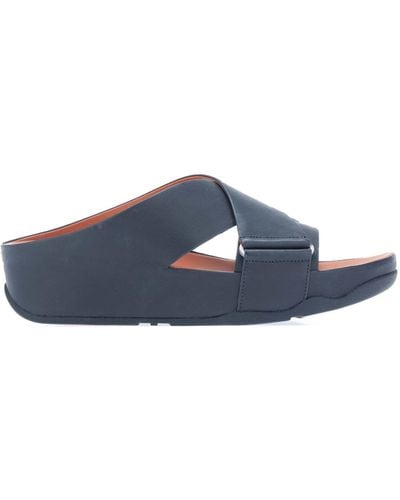 Fitflop Shuv Leather Cross Slide Sandals - Blue