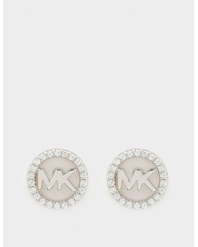 Michael Kors Thin Logo Earrings - White