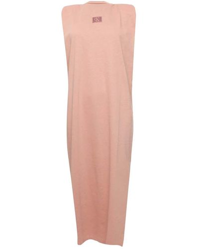 Calvin Klein Padded Shoulder Jersey Dress - Pink